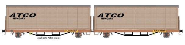 NPE Modellbau NW52202 - TT Rungenwagen-Set Laas Railship mit Holzkiste ATCO der DR; Ep. IV